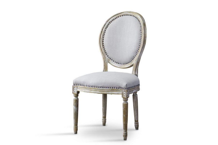Baxton Studio Clairette Wood Traditional French Accent Chair-Round | Modishstore | Accent Chairs