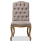 Baxton Studio Hudson Chic Rustic French Country Cottage Weathered Oak Beige Fabric Button-tufted Upholstered Dining Chair | Modishstore | Dining Chairs - 5