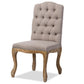 Baxton Studio Hudson Chic Rustic French Country Cottage Weathered Oak Beige Fabric Button-tufted Upholstered Dining Chair | Modishstore | Dining Chairs - 4