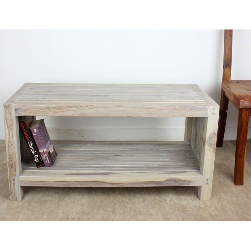 Haussmann Teak Slat Coffee Table W/ Shelf 36" L | Coffee Tables | Modishstore-11