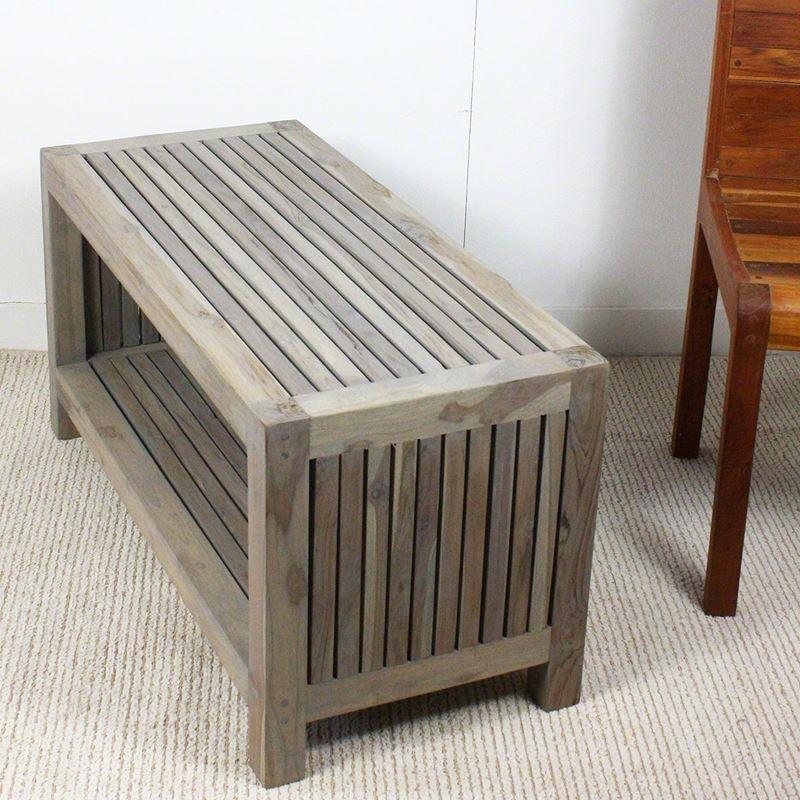 Haussmann Teak Slat Coffee Table W/ Shelf 36" L | Coffee Tables | Modishstore-2