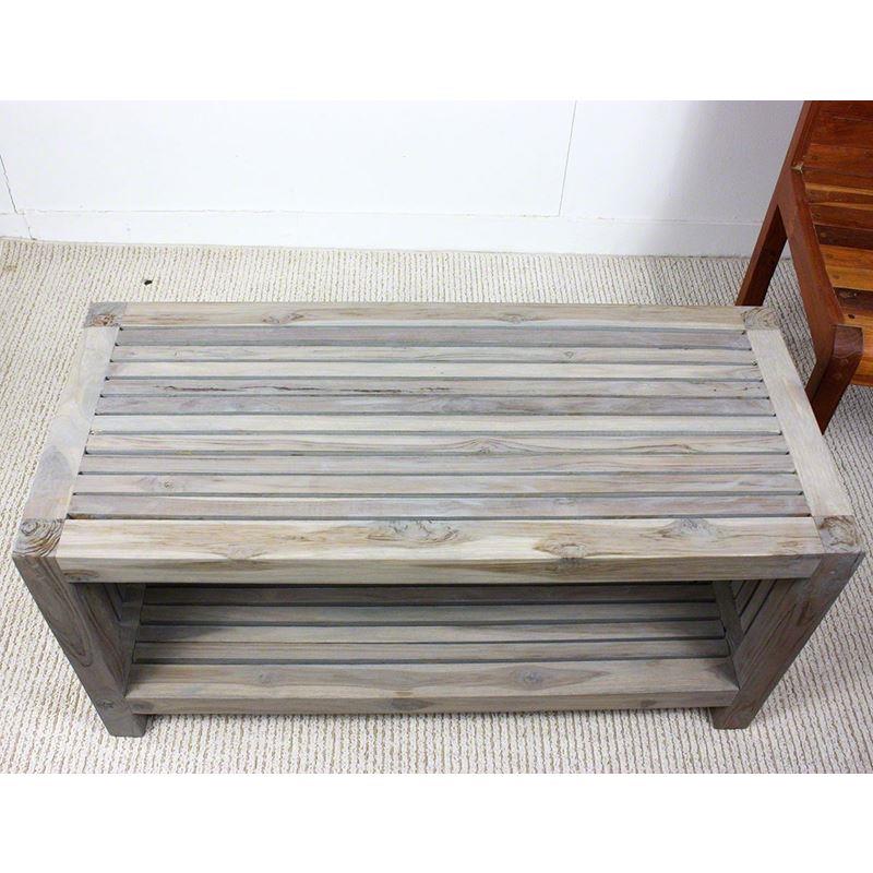 Haussmann Teak Slat Coffee Table W/ Shelf 36" L | Coffee Tables | Modishstore-10