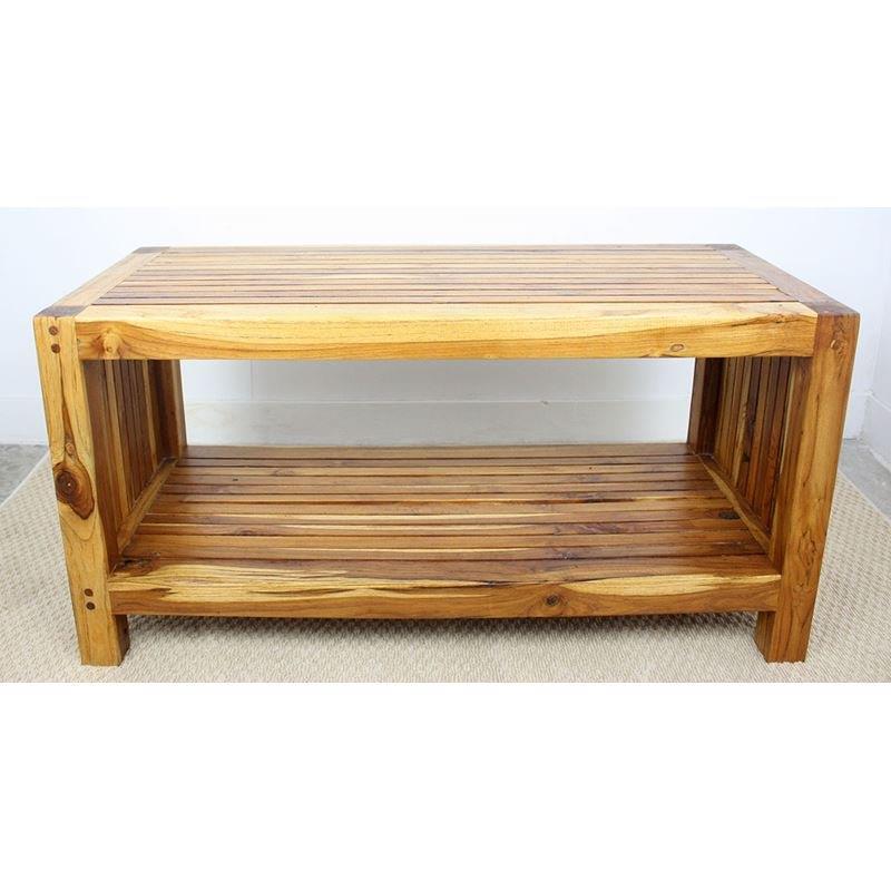 Haussmann Teak Slat Coffee Table W/ Shelf 36" L | Coffee Tables | Modishstore-7