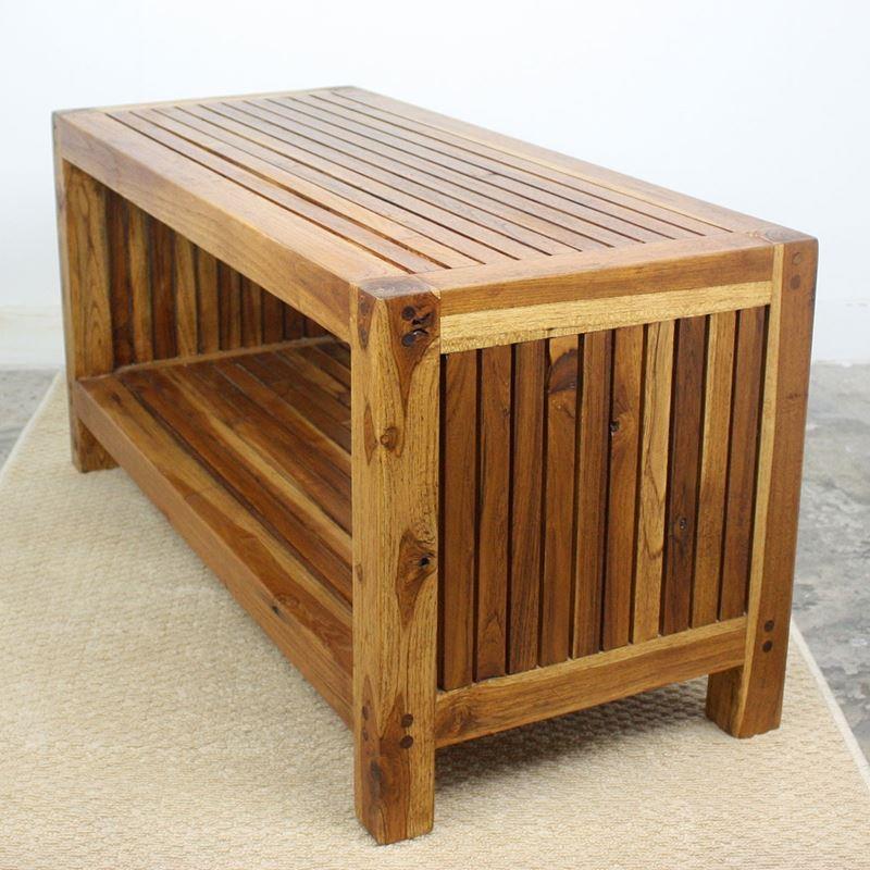 Haussmann Teak Slat Coffee Table W/ Shelf 36" L | Coffee Tables | Modishstore