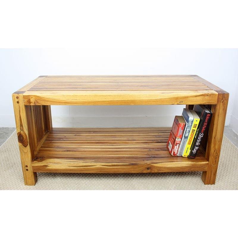 Haussmann Teak Slat Coffee Table W/ Shelf 36" L | Coffee Tables | Modishstore-4