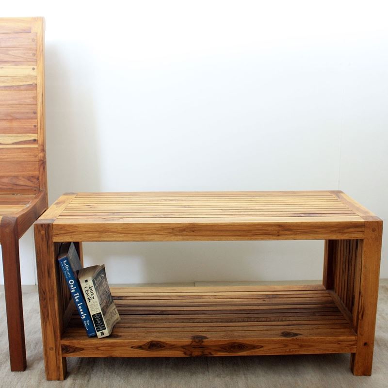 Haussmann Teak Slat Coffee Table W/ Shelf 36" L | Coffee Tables | Modishstore-5