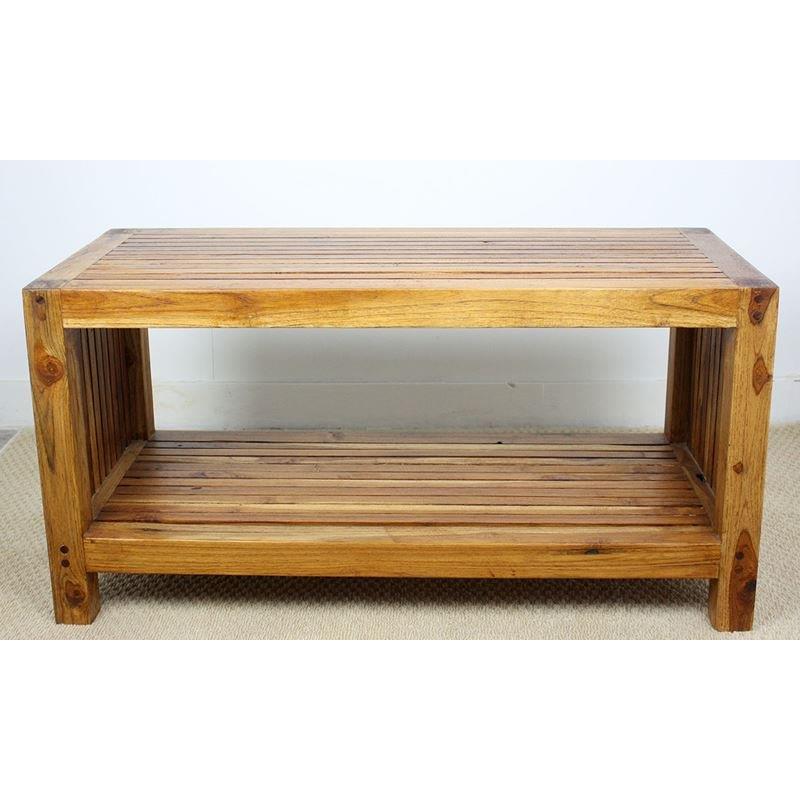 Haussmann Teak Slat Coffee Table W/ Shelf 36" L | Coffee Tables | Modishstore-14