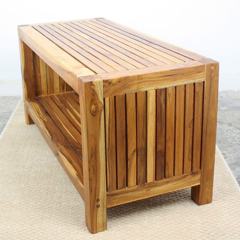 Haussmann Teak Slat Coffee Table W/ Shelf 36" L | Coffee Tables | Modishstore-3