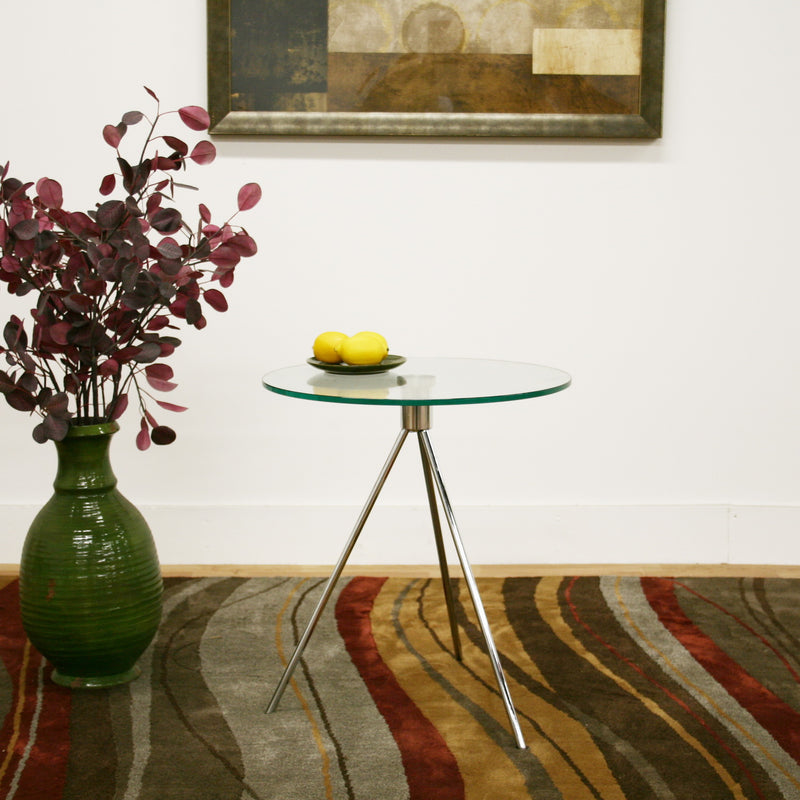 Baxton Studio Triplet Round Glass Top End Table with Tripod Base | Modishstore | Accent Tables
