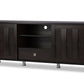 baxton studio unna 70 inch dark brown wood tv cabinet with 2 sliding doors and drawer | Modish Furniture Store-3