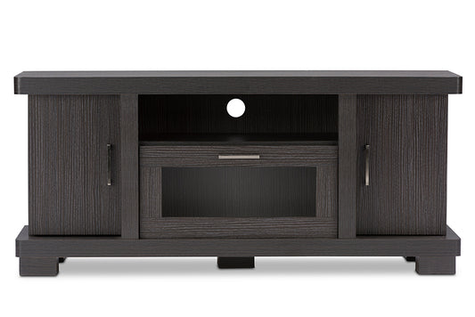 Baxton Studio Viveka 47-Inch Greyish Dark Brown Wood TV Cabinet with 2 Doors | Modishstore | Cabinets