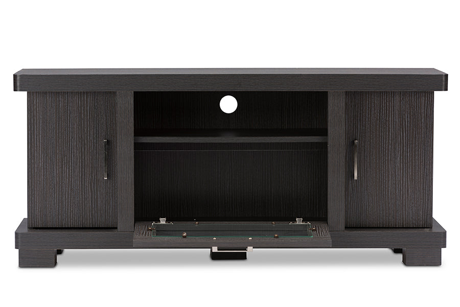 baxton studio viveka 47 inch greyish dark brown wood tv cabinet with 2 doors | Modish Furniture Store-2