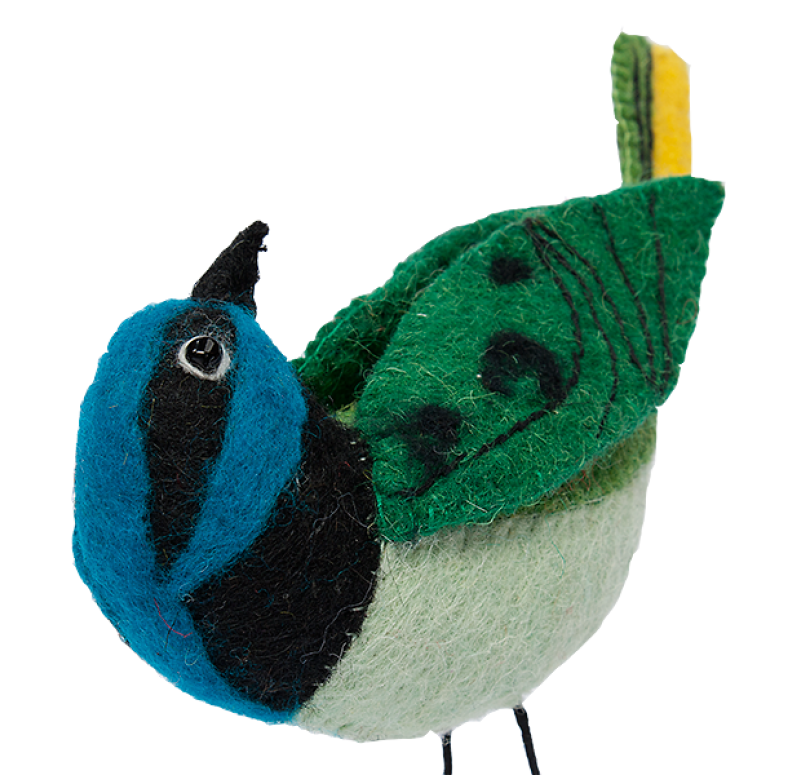 Felt Bird, Green Jay Set of 4 by Gold Leaf Design Group | Animals & Pets | Modishstore-4