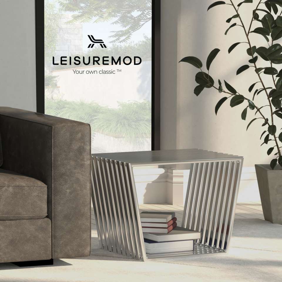 LeisureMod Modern Stainless Steel Trapezium Bench | Benches | Modishstore - 5