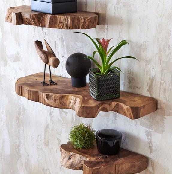 Takara Live Edge Shelf Set Of 2 by Texture Designideas | Wall Shelf | Modishstore