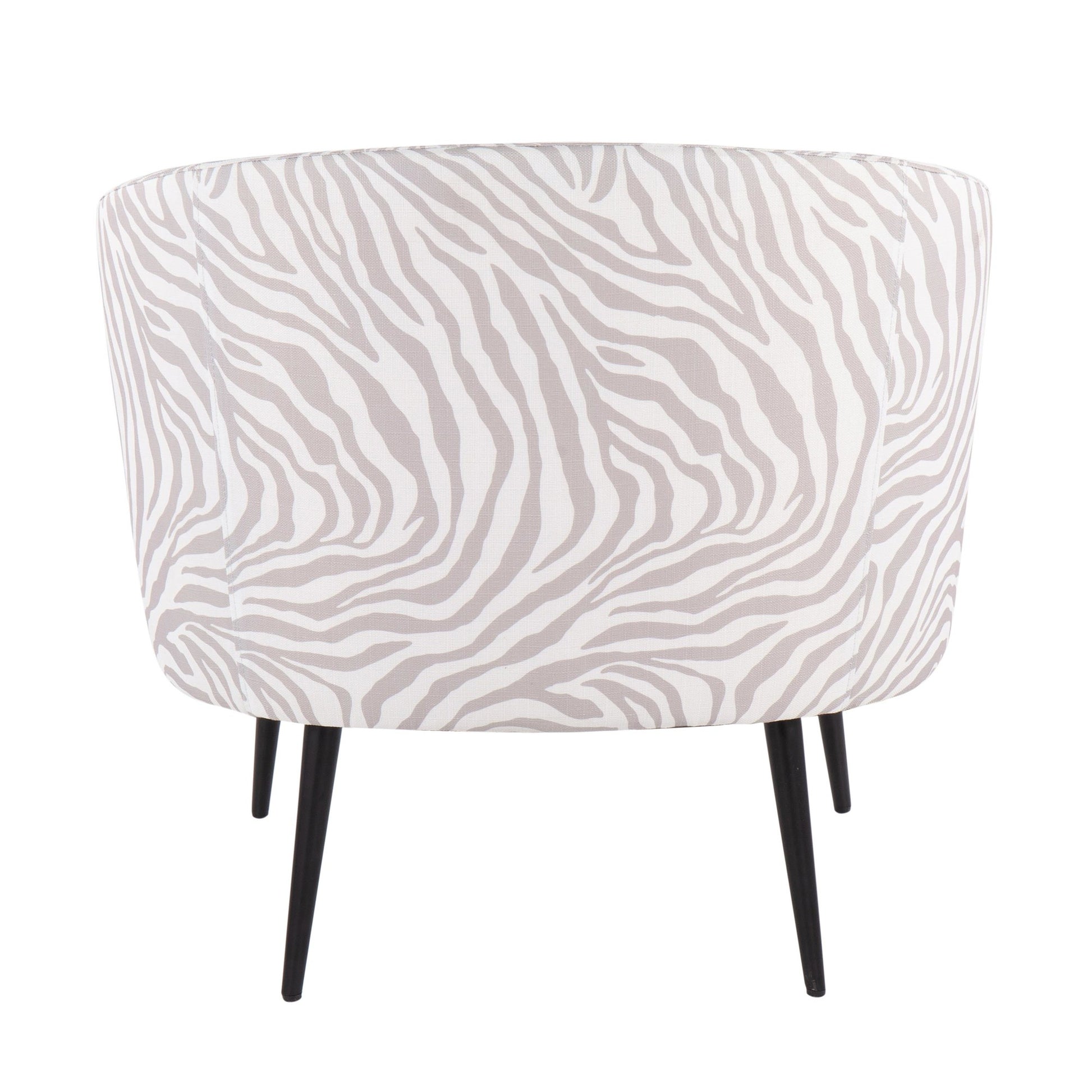 Tania Contemporary/glam Accent Chair in Black Steel and Grey Zebra Fabric By LumiSource | Accent Chairs | Modishstore - 6