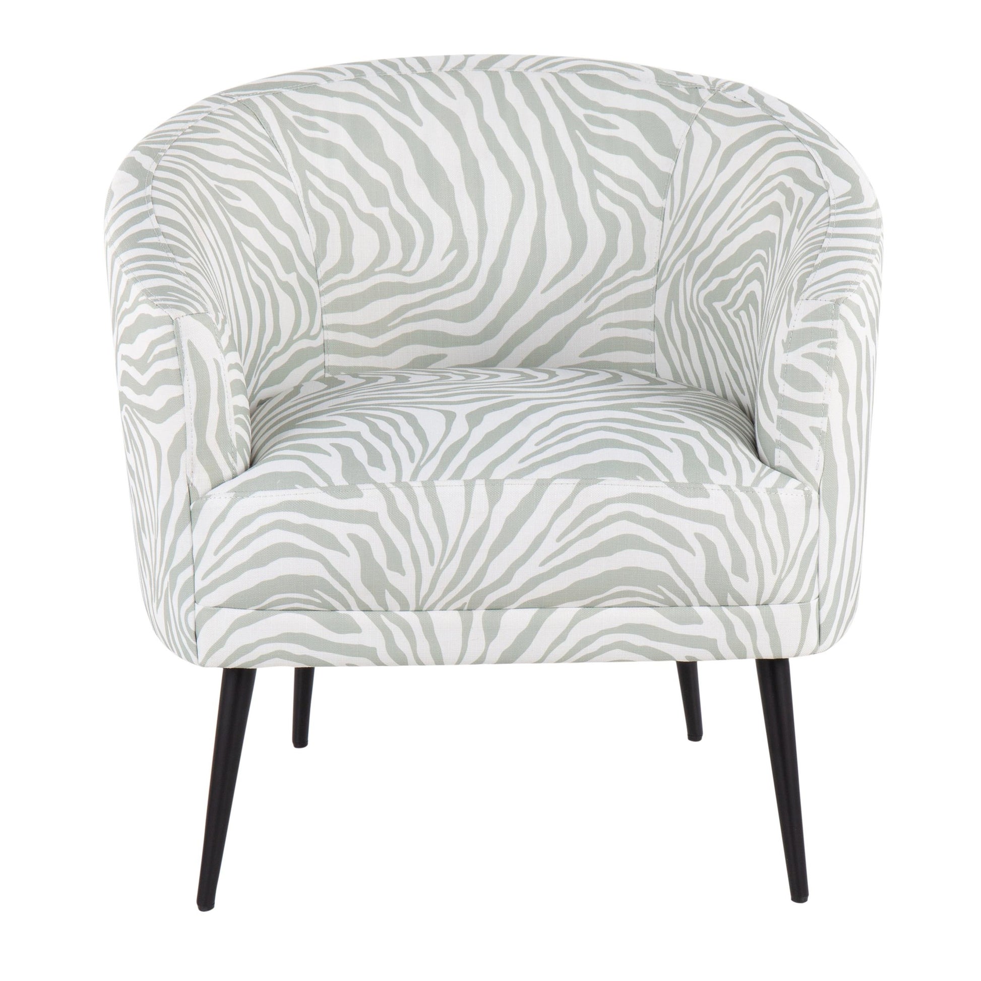 Tania Contemporary/glam Accent Chair in Black Steel and Grey Zebra Fabric By LumiSource | Accent Chairs | Modishstore - 14