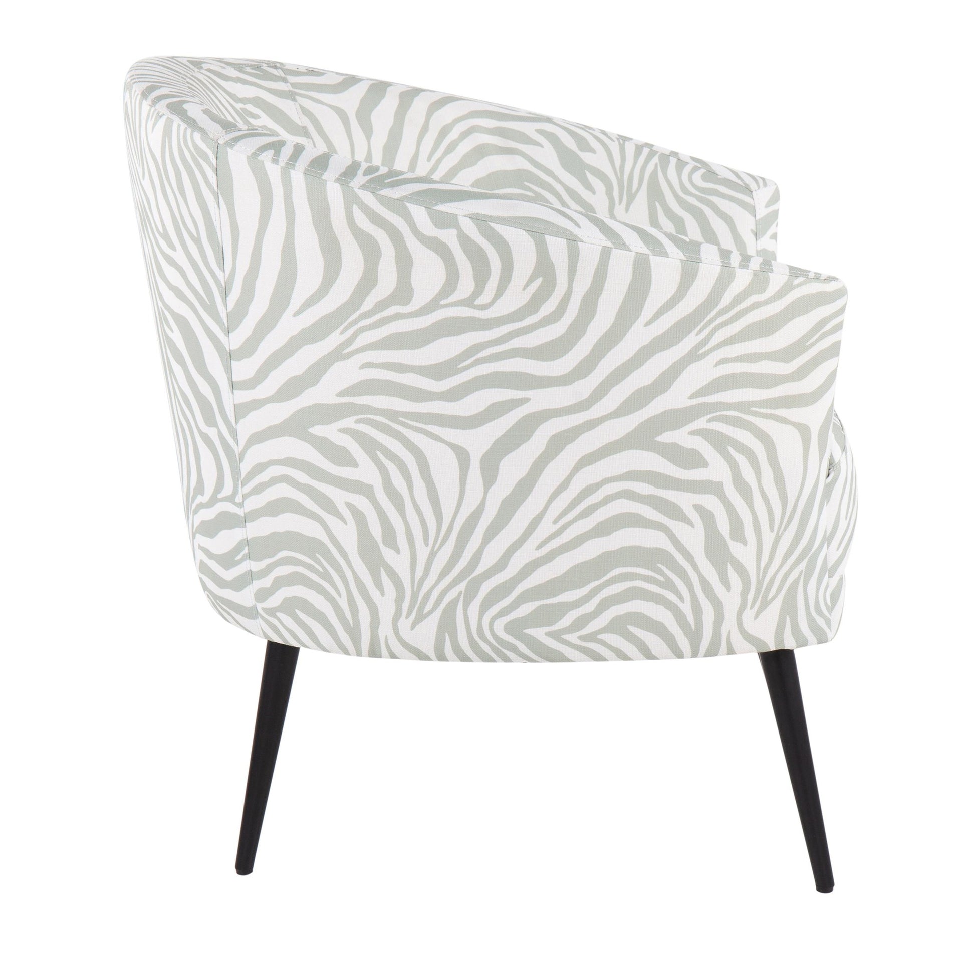 Tania Contemporary/glam Accent Chair in Black Steel and Grey Zebra Fabric By LumiSource | Accent Chairs | Modishstore - 11