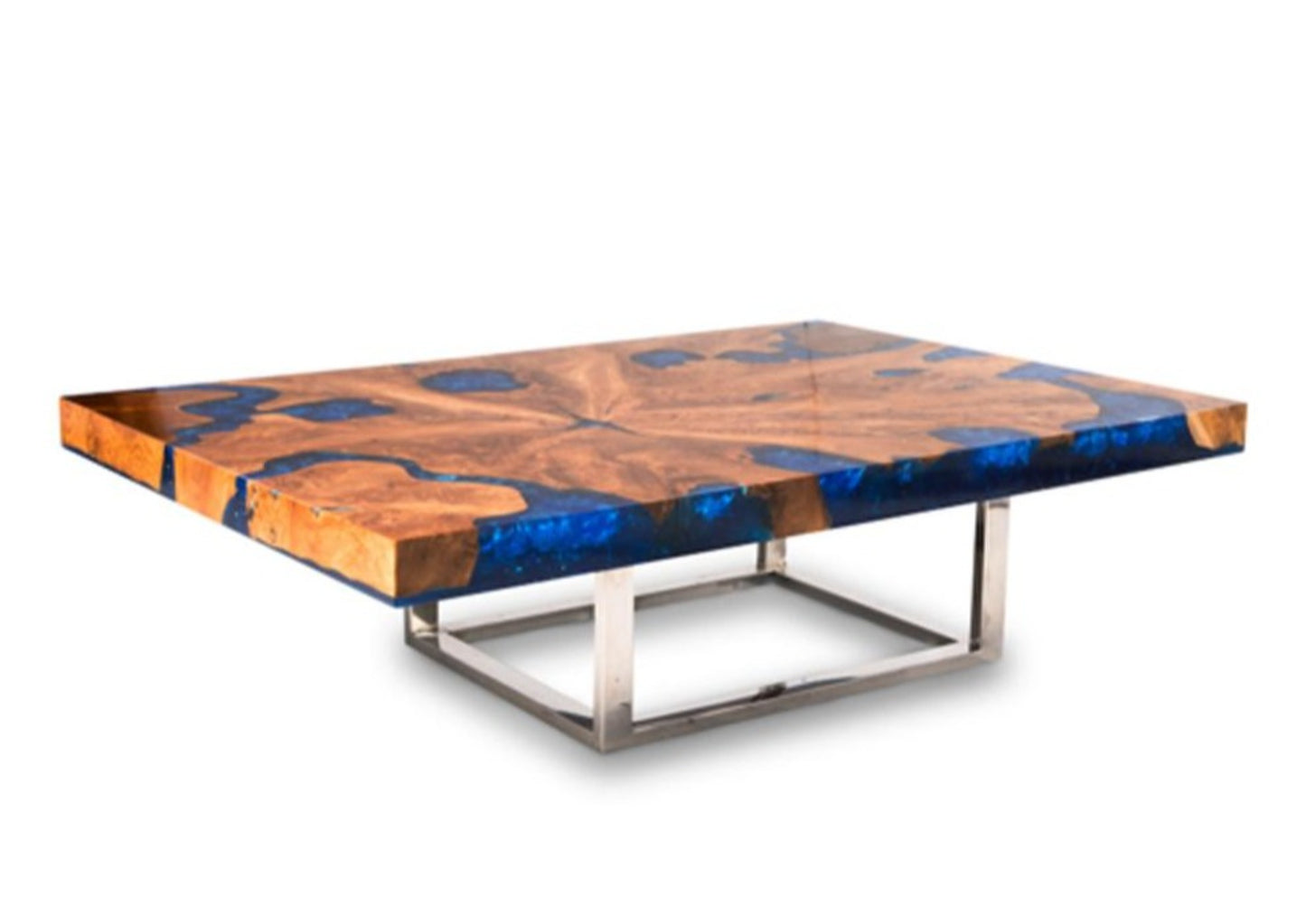 Teak & Blue Resin Inlaid Cracked Wood Coffee Table by Aire Furniture | Coffee Tables | Modishstore - 3