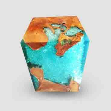 Teak Root & Cracked Resin Stool - Sea Blue | Stools | Modishstore - 3
