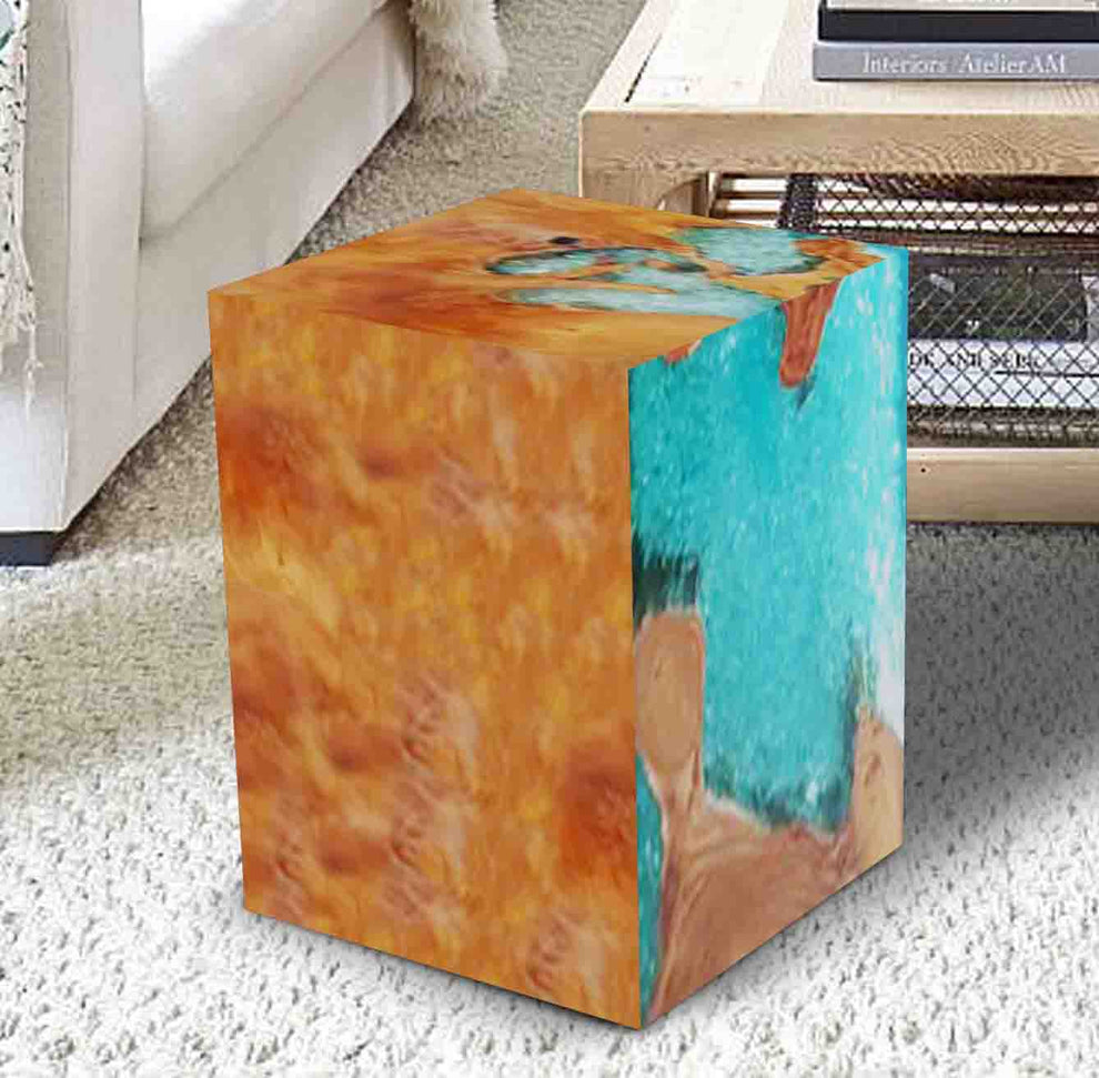 Teak Root & Cracked Resin Stool - Sea Blue | Stools | Modishstore - 4