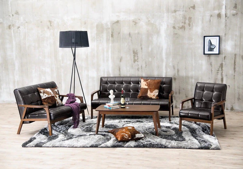Baxton Studio Mid-Century Masterpieces 3PC Sofa Set-Brown | Sofas | Modishstore