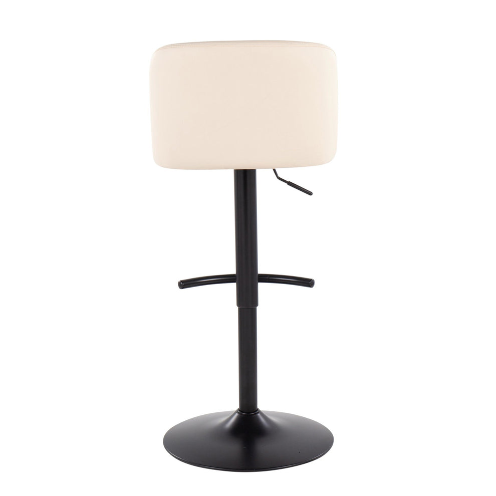 Toriano Contemporary Adjustable Bar Stool in Black Steel with Rounded T Footrest and Black Faux Leather By LumiSource - Set of 2 | Bar Stools | Modishstore - 16