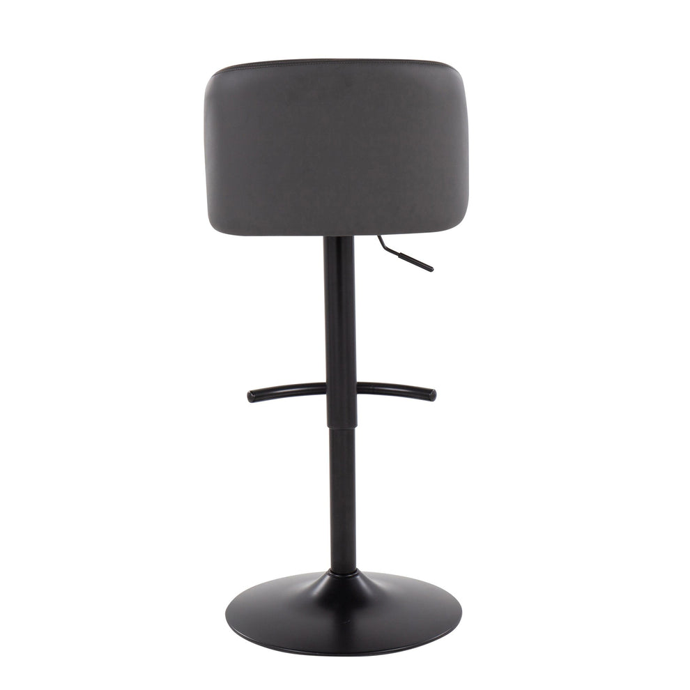 Toriano Contemporary Adjustable Bar Stool in Black Steel with Rounded T Footrest and Black Faux Leather By LumiSource - Set of 2 | Bar Stools | Modishstore - 24