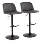 Toriano Contemporary Adjustable Bar Stool in Black Steel with Rounded T Footrest and Black Faux Leather By LumiSource - Set of 2 | Bar Stools | Modishstore - 17