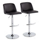 Toriano Contemporary Adjustable Bar Stool in Chrome with Rounded T Footrest and Black Faux Leather By LumiSource - Set of 2 | Bar Stools | Modishstore - 2