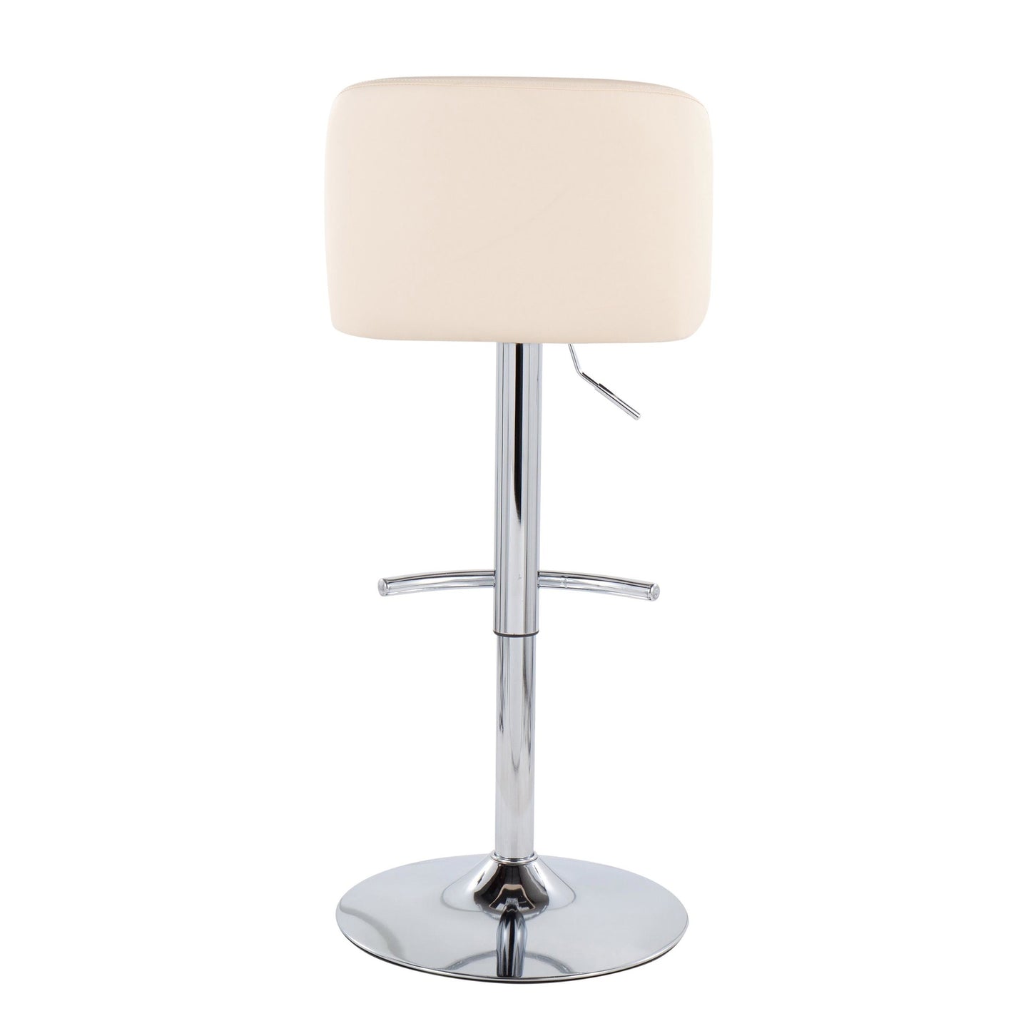 Toriano Contemporary Adjustable Bar Stool in Chrome with Rounded T Footrest and Black Faux Leather By LumiSource - Set of 2 | Bar Stools | Modishstore - 18