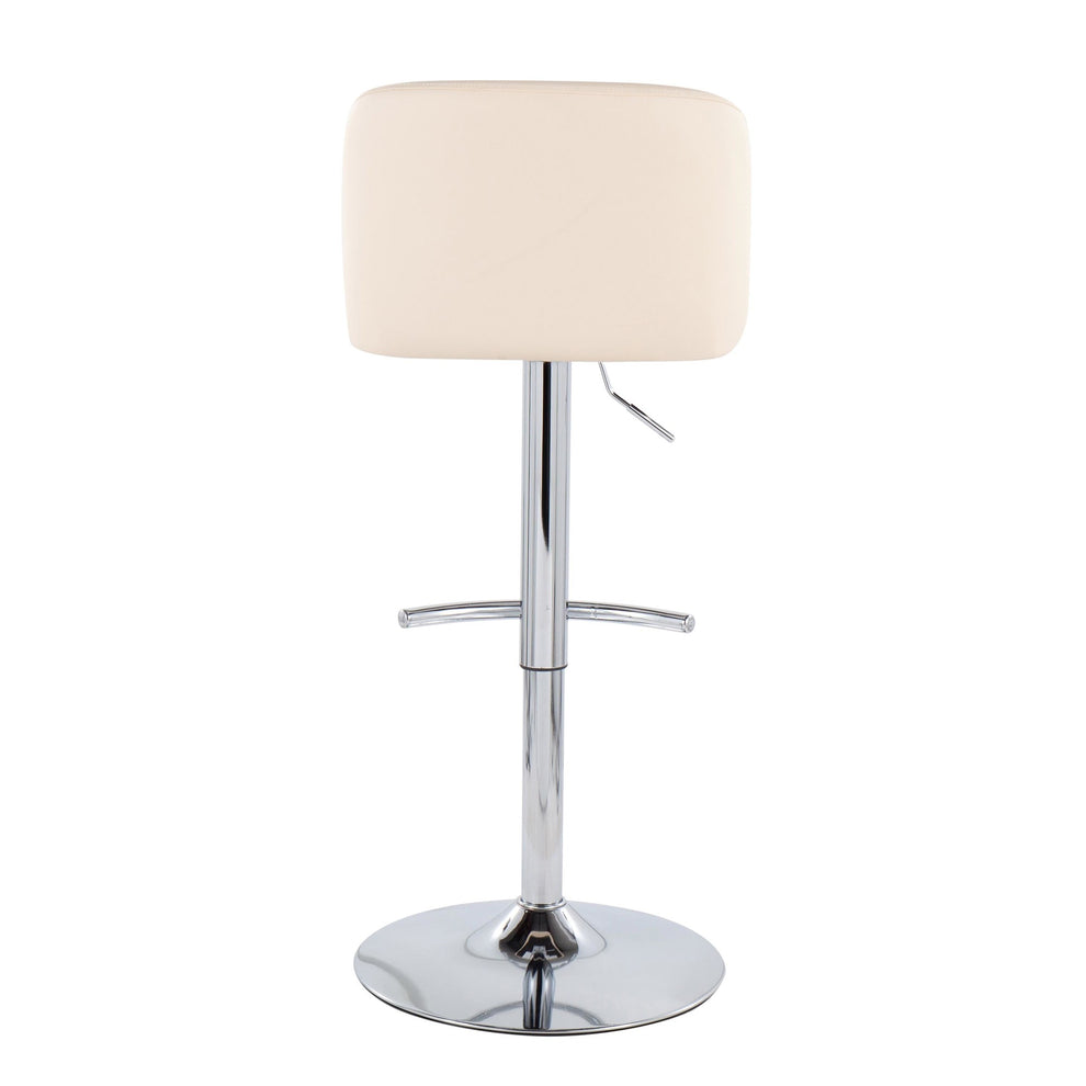 Toriano Contemporary Adjustable Bar Stool in Chrome with Rounded T Footrest and Black Faux Leather By LumiSource - Set of 2 | Bar Stools | Modishstore - 18