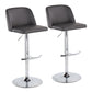 Toriano Contemporary Adjustable Bar Stool in Chrome with Rounded T Footrest and Black Faux Leather By LumiSource - Set of 2 | Bar Stools | Modishstore - 19