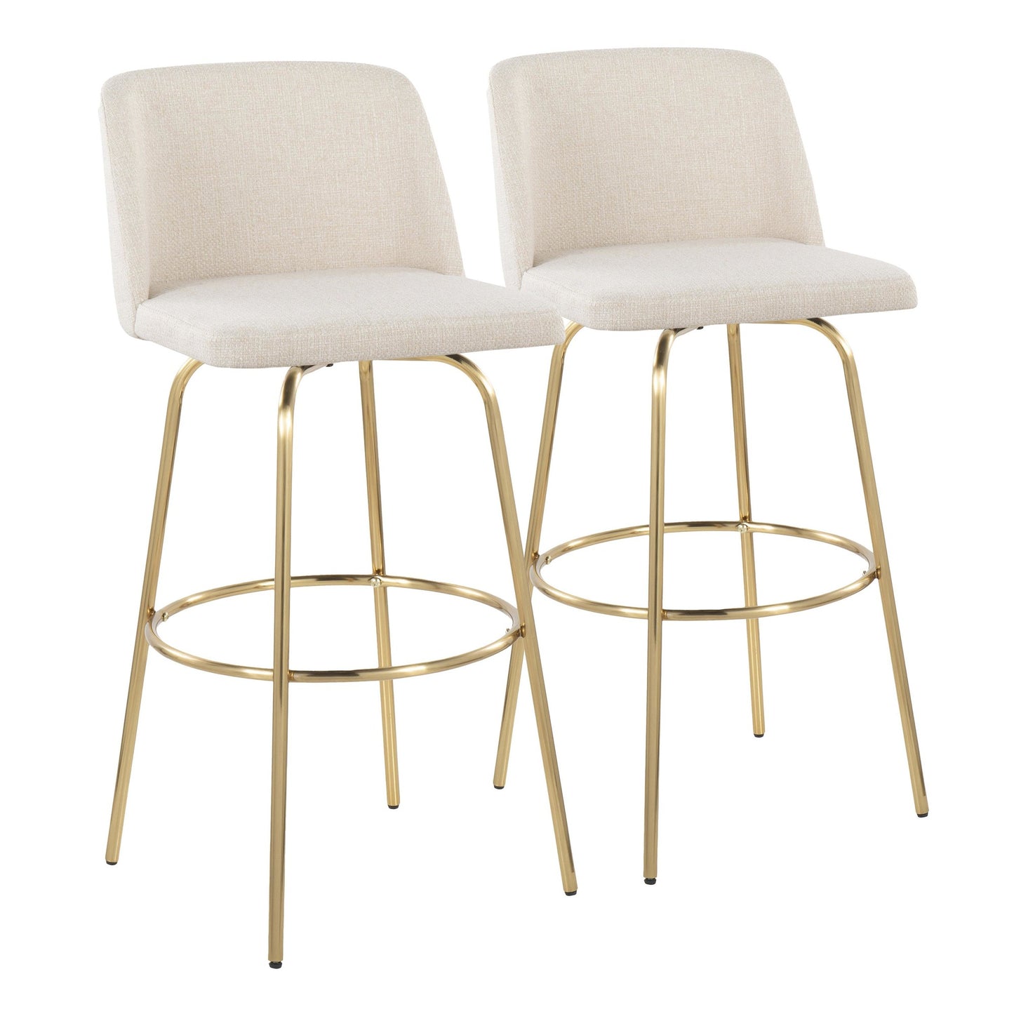 Toriano 30" Fixed Height Barstool - Set of 2 Cream Gold By LumiSource | Bar Stools | Modishstore