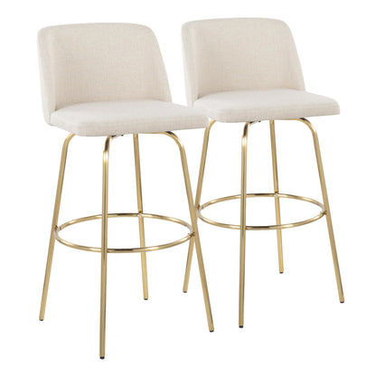 Toriano 30" Fixed Height Barstool - Set of 2 Cream Gold By LumiSource | Bar Stools | Modishstore