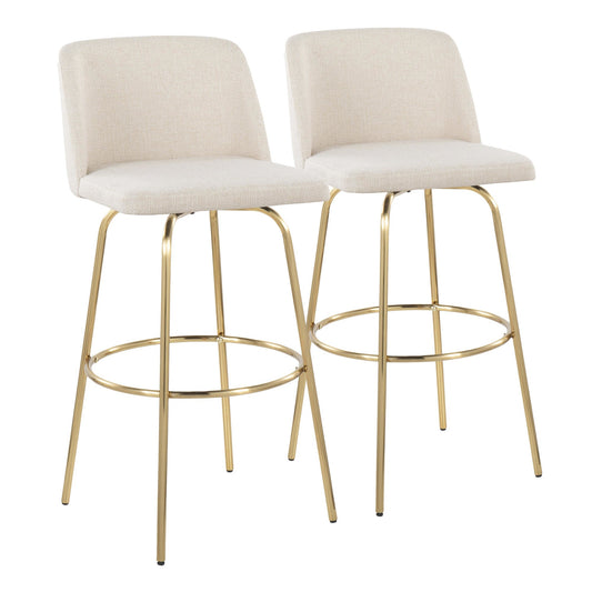 Toriano 30" Fixed Height Barstool - Set of 2 Cream Gold By LumiSource | Bar Stools | Modishstore