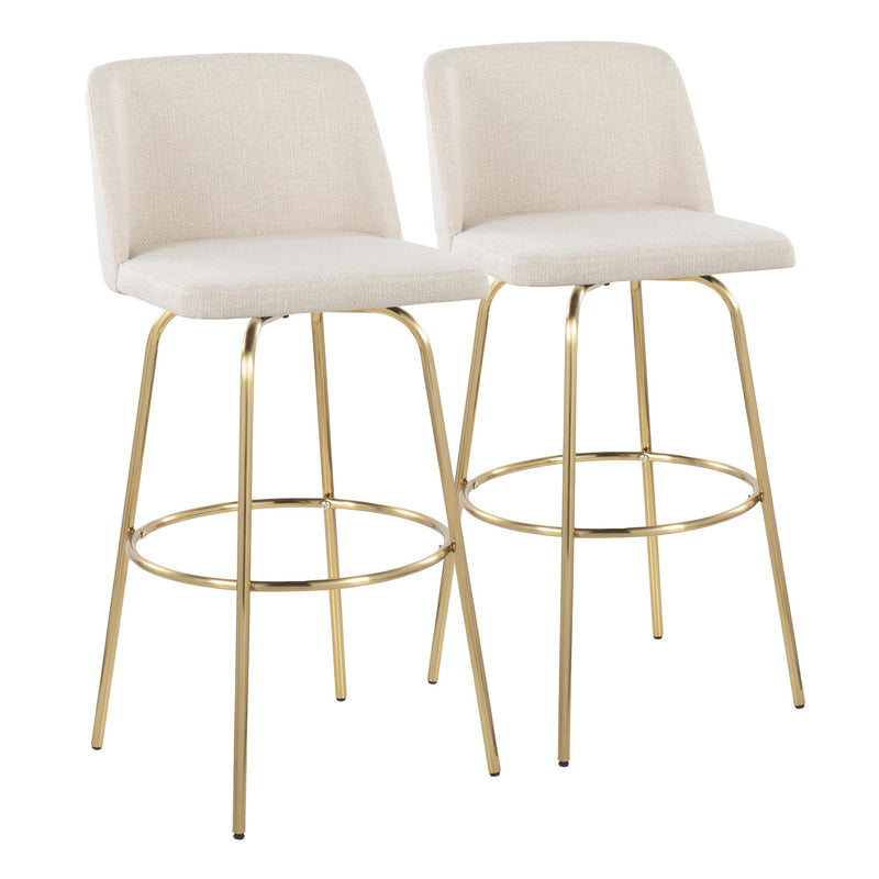 Toriano 30" Fixed Height Barstool - Set of 2 Cream Gold By LumiSource | Bar Stools | Modishstore