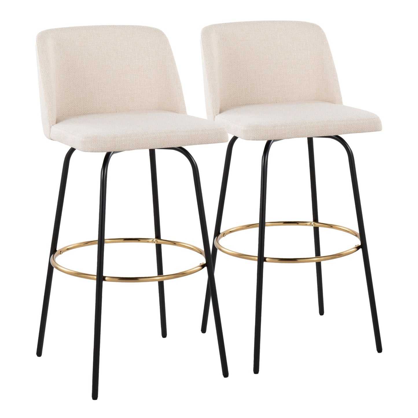 Toriano 30" Fixed Height Barstool - Set of 2 Cream Gold By LumiSource | Bar Stools | Modishstore - 7