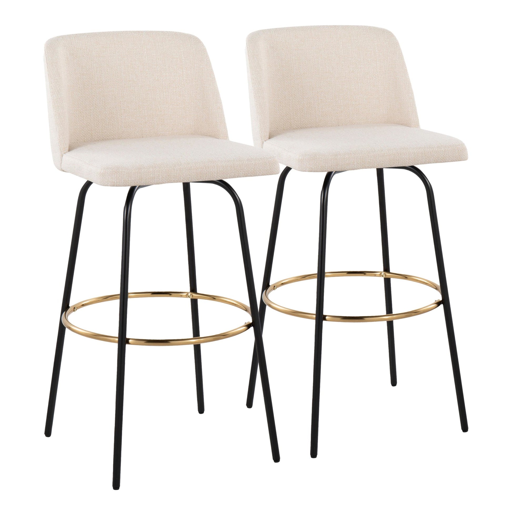 Toriano 30" Fixed Height Barstool - Set of 2 Cream Gold By LumiSource | Bar Stools | Modishstore - 7