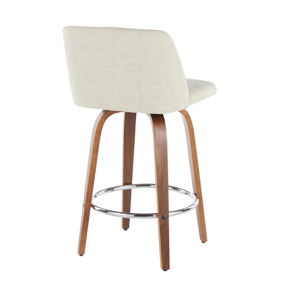 Toriano Mid-Century Modern Counter Stool in Walnut and Blue Fabric By LumiSource - Set of 2 | Counter Stools | Modishstore - 30