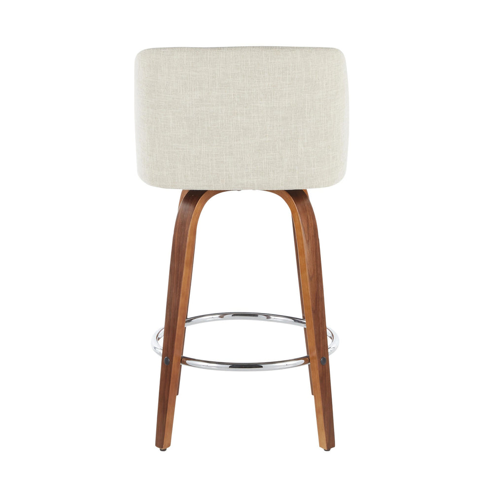Toriano Mid-Century Modern Counter Stool in Walnut and Blue Fabric By LumiSource - Set of 2 | Counter Stools | Modishstore - 31