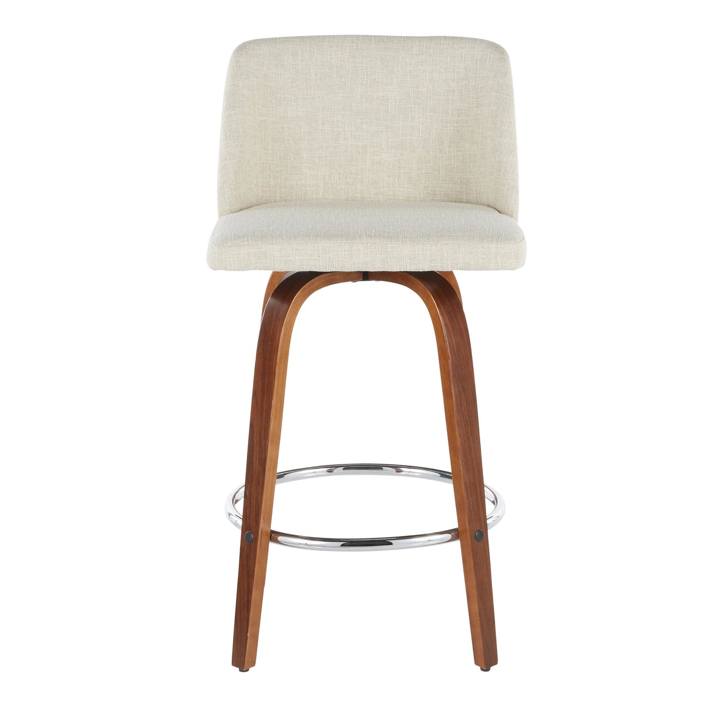 Toriano Mid-Century Modern Counter Stool in Walnut and Blue Fabric By LumiSource - Set of 2 | Counter Stools | Modishstore - 23