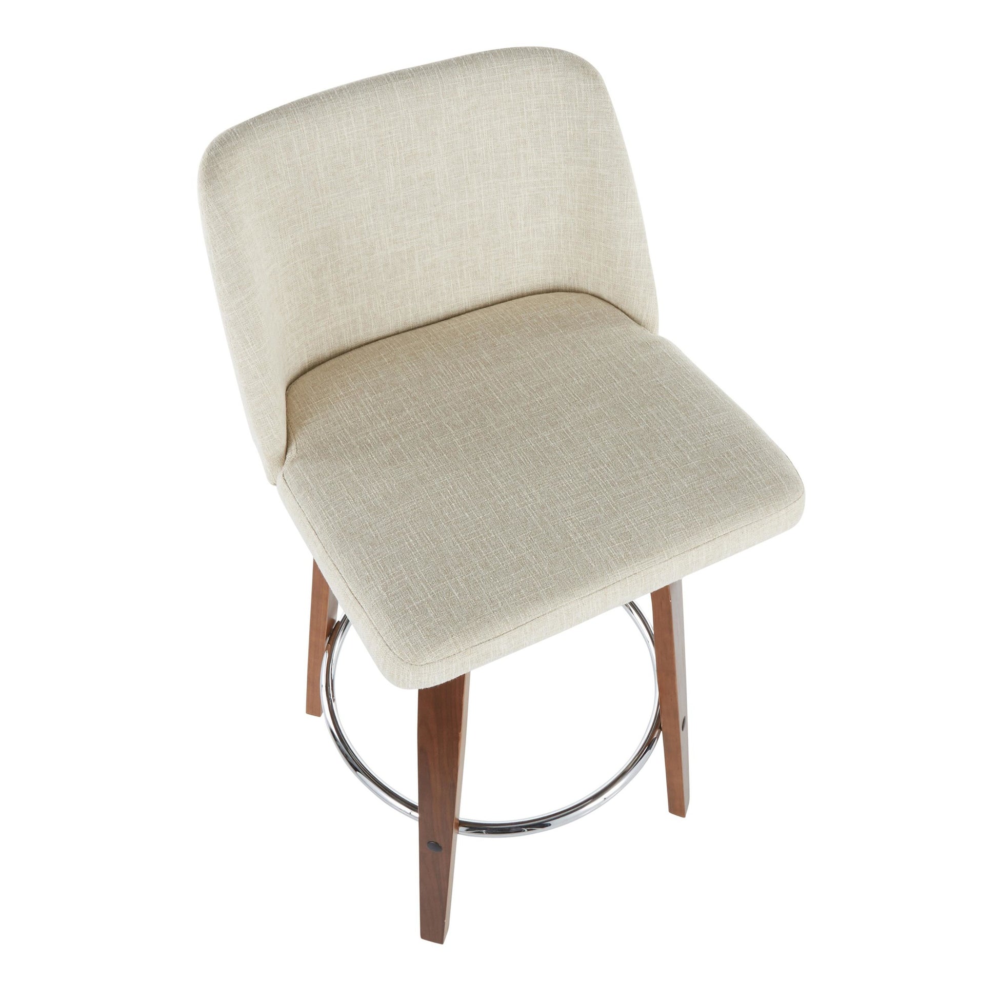 Toriano Mid-Century Modern Counter Stool in Walnut and Blue Fabric By LumiSource - Set of 2 | Counter Stools | Modishstore - 24