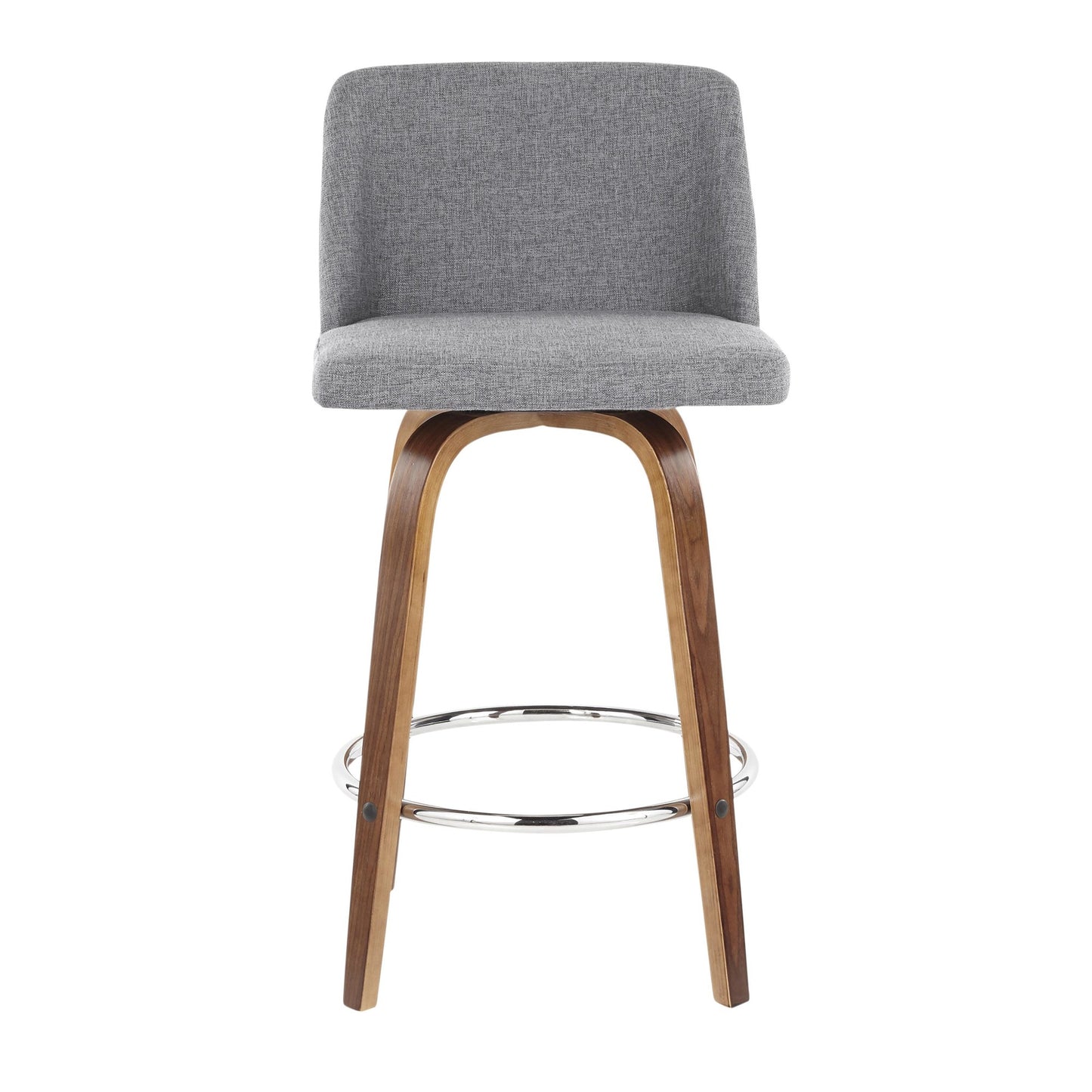 Toriano Mid-Century Modern Counter Stool in Walnut and Blue Fabric By LumiSource - Set of 2 | Counter Stools | Modishstore - 33