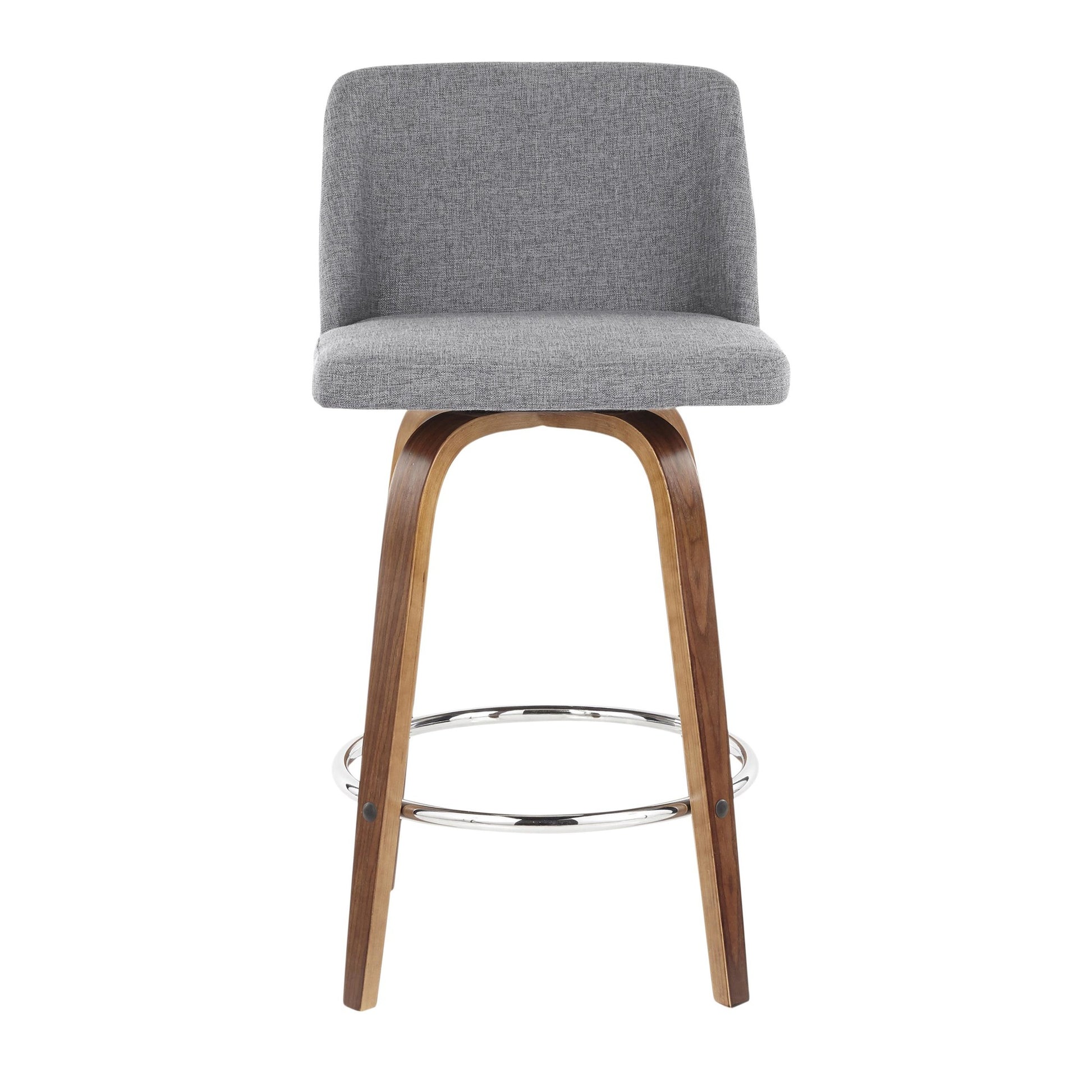 Toriano Mid-Century Modern Counter Stool in Walnut and Blue Fabric By LumiSource - Set of 2 | Counter Stools | Modishstore - 33