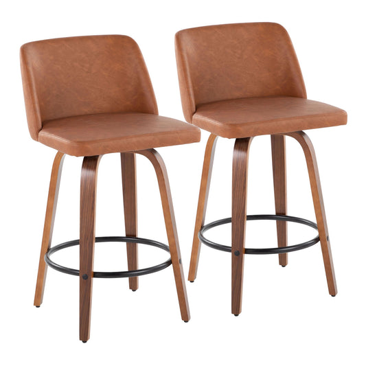 Toriano 26" Counter Stool - Set of 2 Brown Black By LumiSource | Counter Stools | Modishstore