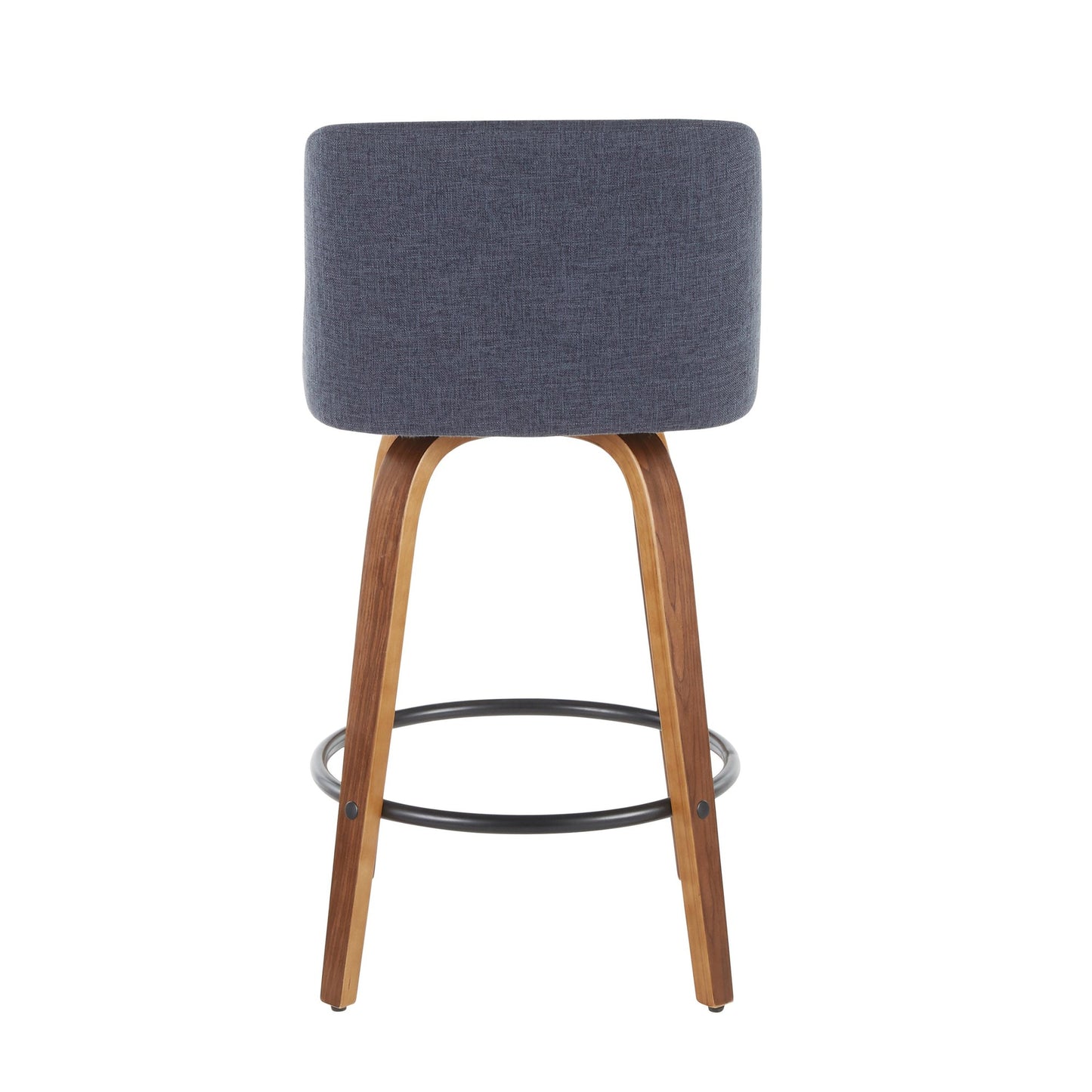 Toriano Mid-Century Modern Counter Stool in Walnut and Blue Fabric By LumiSource - Set of 2 | Counter Stools | Modishstore - 11