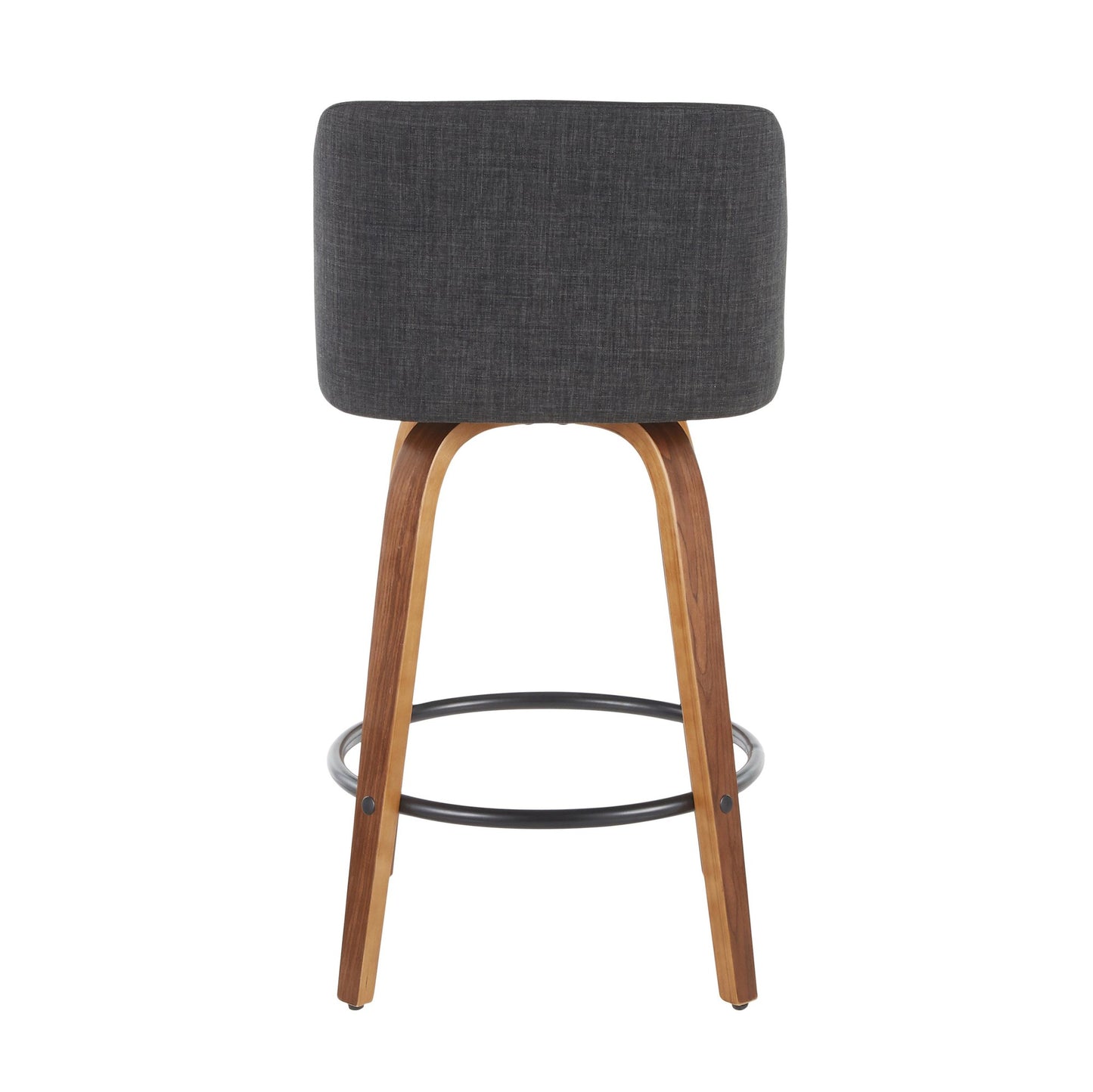 Toriano Mid-Century Modern Counter Stool in Walnut and Blue Fabric By LumiSource - Set of 2 | Counter Stools | Modishstore - 21