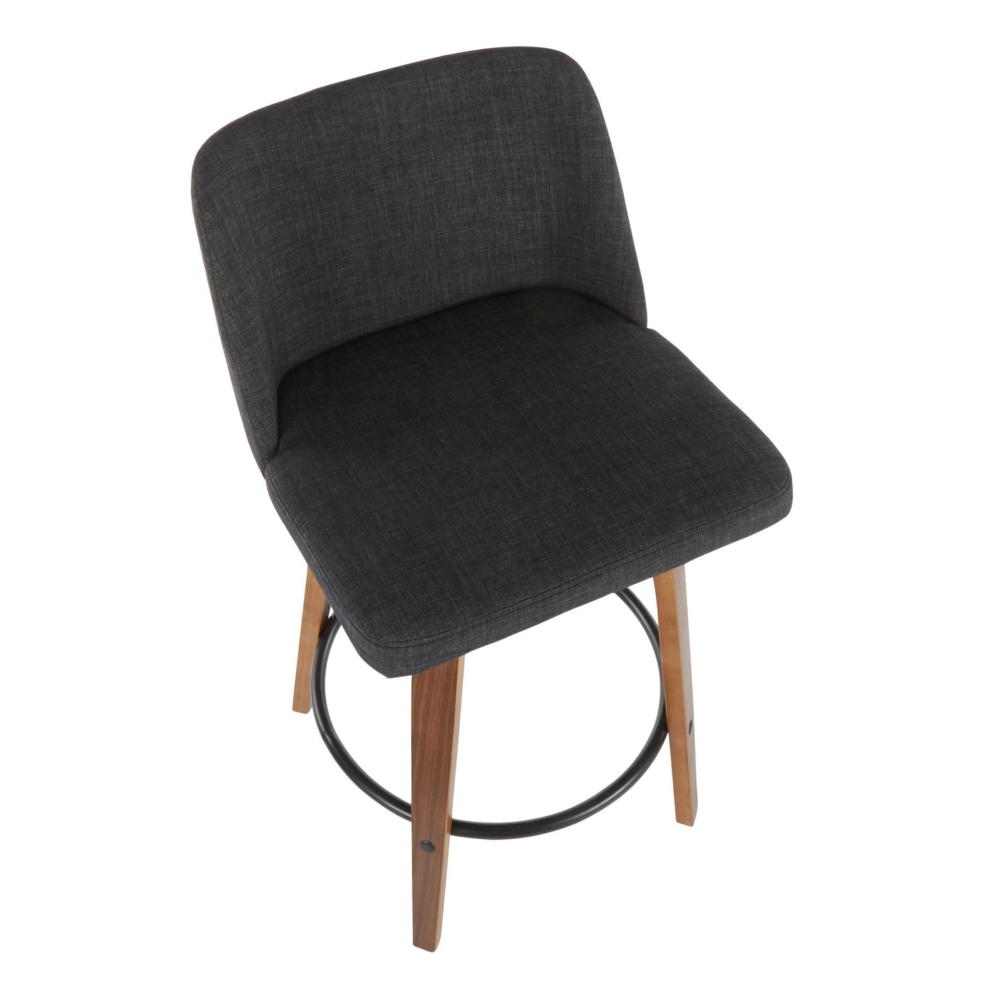 Toriano Mid-Century Modern Counter Stool in Walnut and Blue Fabric By LumiSource - Set of 2 | Counter Stools | Modishstore - 14