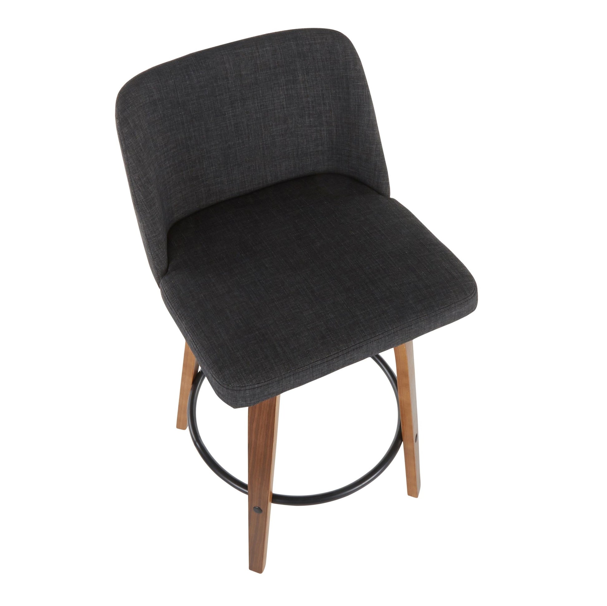 Toriano Mid-Century Modern Counter Stool in Walnut and Blue Fabric By LumiSource - Set of 2 | Counter Stools | Modishstore - 14